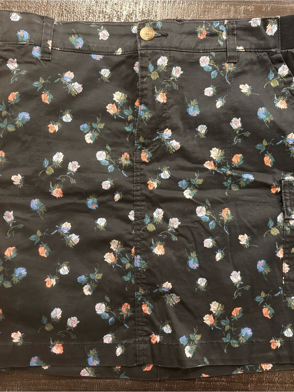 Lee Navy Blue Mini Skort with Multicolor Rose Print